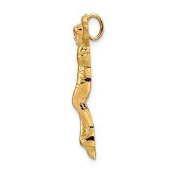 14K Yellow Gold Polished Solid Risen Christ Chain Slide Pendant