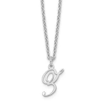 Rhodium Over Sterling Silver Letter Z  Initial Necklace