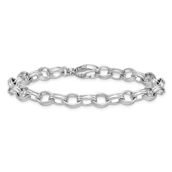 Rhodium Over Sterling Silver 6.5mm Oval Link 8 inch Bracelet