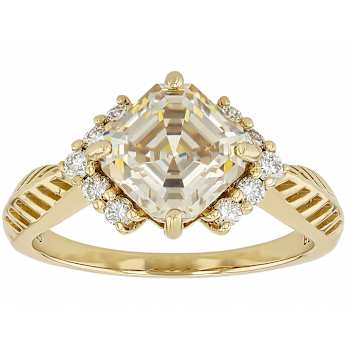 Diamond Simulant And Lab-Grown Diamond Ring In 18K Gold Over Sterling
Silver 3.55ctw