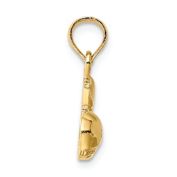14k Yellow Gold 2D Polished and Textured I LOVE (HEART) Whale Charm