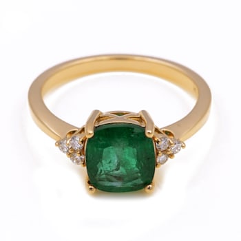 2.18 Ctw Emerald With 0.12 Ctw White Diamond Ring in 14K YG