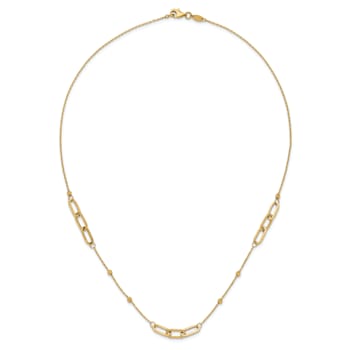 14K Yellow Gold Polished and Diamond-cut Fancy Necklace