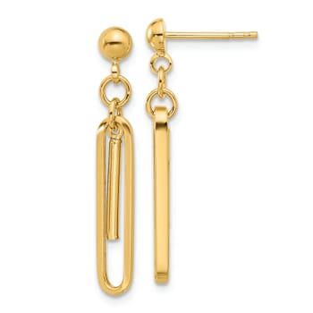 14k Yellow Gold Polished Paperclip Dangle Earrings