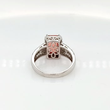 2.48 Ctw Rhodochrosite and 0.72 Ctw White Diamond Ring in 14K WG