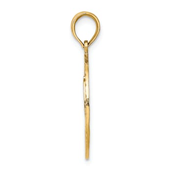 14k Yellow Gold Textured Fireman Helmet in Disk pendant