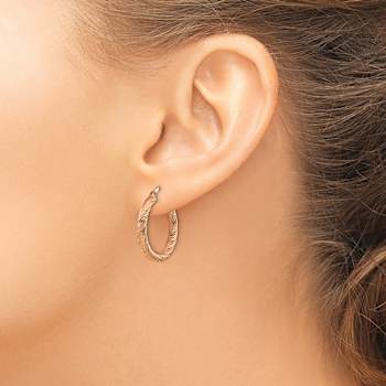 14k Rose Gold Diamond-Cut 1 1/8" Round Hoop Earrings