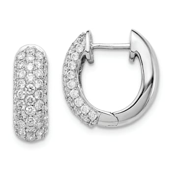 Rhodium Over 14K White Gold Lab Grown Diamond SI1/SI2, G H I, Hinged
Hoop Earrings