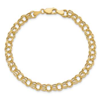10k Yellow Gold 6mm Double Link Charm Bracelet