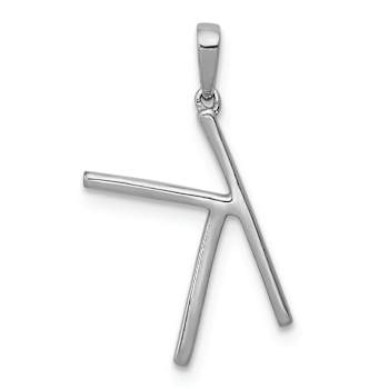 Rhodium Over 14K White Gold Diamond Letter K Initial Pendant
