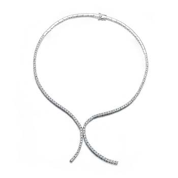 CZ Double-Row Tennis Necklace In Sterling Silver