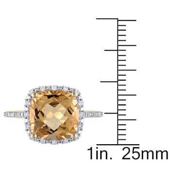 4ct Citrine and 0.10ctw Diamond 10k Yellow Gold Ring