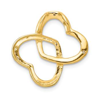 14k Yellow Gold and Rhodium Over 14k Yellow Gold Diamond Double Entwined
Heart Chain Slide