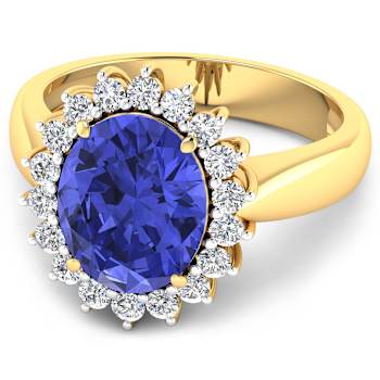 3.97ctw Violet Tanzanite and Diamond 14K Yellow Gold Halo Ring