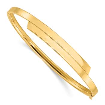 14k Yellow Gold 7.4mm Polished Overlap Hinged Bangle