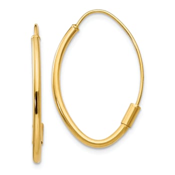 14K Yellow Gold Wire 1" Hoop Earrings