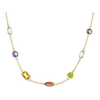 Multi-Gem 14k Yellow Gold 18" Necklace 11.05ctw