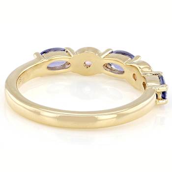 Blue Tanzanite And Lab Pink Sapphire Ring In 18K Gold Over Sterling
Silver 0.71ctw