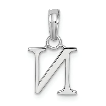 Sterling Silver Polished Block Initial -N- Pendant