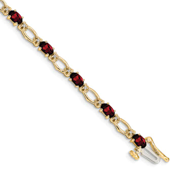 14k Yellow Gold and 14k White Gold Diamond and Garnet Bracelet
