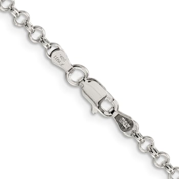 Sterling Silver 3mm Semi-solid Rolo Chain Bracelet