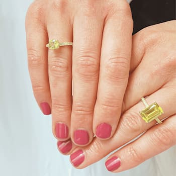 Lab Created Yellow Sapphire with White Topaz Accents 18K Yellow Gold
Over Sterling Silver Ring