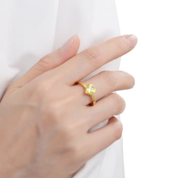 Heart Shape Lab Created Yellow Sapphire 18K Yellow Gold Over Sterling
Silver Solitaire Ring