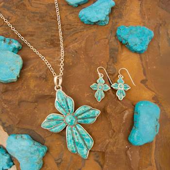 Barse Jewelry Blue Composite Turquoise Cross Sterling Silver Dangle Earrings