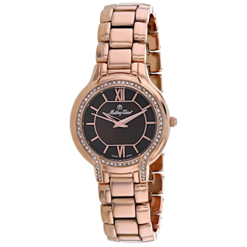 Mathey Tissot Women's Classic Black Dial, Rose Stainless Steel Watch