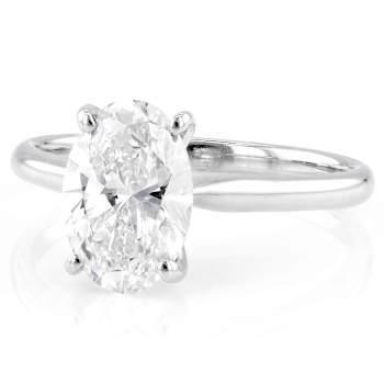 Lab-Grown Diamond Oval Solitaire Ring In 14K White Gold 2.00ct