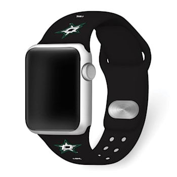 Gametime NHL Dallas Stars Black Silicone Apple Watch Band (42/44mm M/L).
Watch not included.