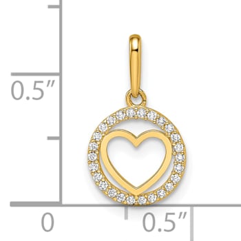 14K Yellow Gold Cubic Zirconia Heart Pendant