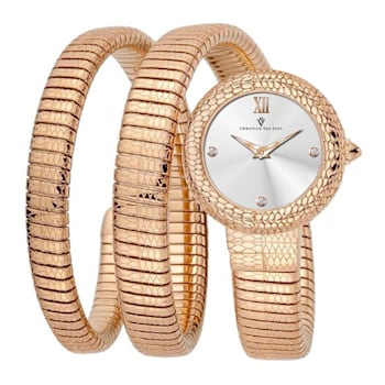 Christian Van Sant Women's Naga White Dial, Rose Stainless Steel Watch