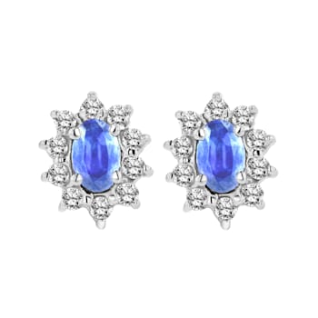 1.00ctw Tanzanite and Diamond Earrings in 14k White Gold
