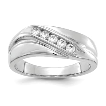 Rhodium Over 14K White Gold Lab Grown Diamond SI1/SI2, G H I, Men's Ring