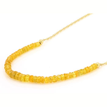 Yellow Sapphire Rondelle Beaded Necklace In 18K Gold Over Sterling Silver