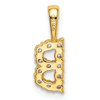 14K Yellow Gold Lab Grown Diamond Letter B Initial Pendant