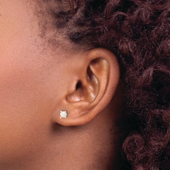 Sterling Silver With E-Coating 4mm Freshwater Cultured Pearl Post Earrings