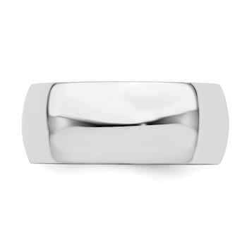 Rhodium Over Sterling Silver 8mm Half-Round Band