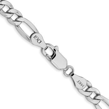 Rhodium Over 14k White Gold 5.75mm Figaro Link 26 Inch Chain