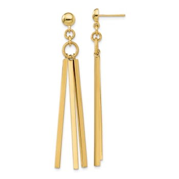 14k Yellow Gold Polished 3 Bar Dangle Earrings