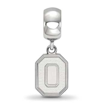 Sterling Silver Rhodium-plated LogoArt Ohio State University Small
Dangle Bead