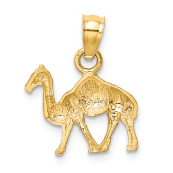 14k Yellow Gold Diamond-Cut and Brushed Camel Pendant