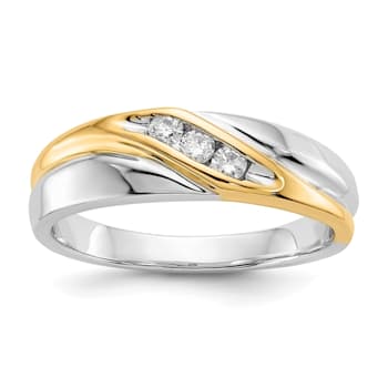 14K Two-tone Yellow and White Gold Lab Grown Diamond Men's Ring