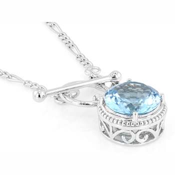 Sky Blue Topaz Solitaire Necklace In Sterling Silver 6.61ct