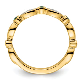 14K Yellow Gold Stackable Expressions Lab Created Emerald and Diamond
Ring 0.07ctw