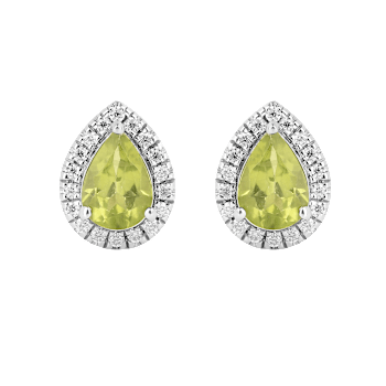 Green Peridot Pear shaped Teardrop Stud Earrings For Women