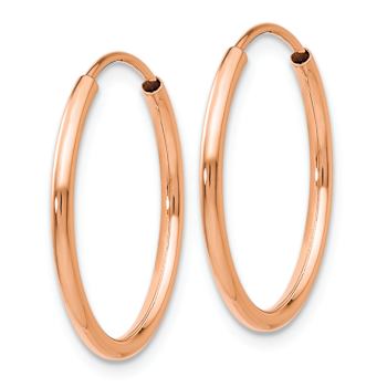 14k Rose Gold Polished 11/16" Endless Tube Hoop Earrings