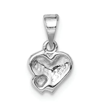 Rhodium Over Sterling Silver Red Enameled Hearts Children's Pendant