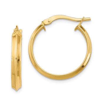 14k Yellow Gold Polished 13/16"Medium Hoop Earrings